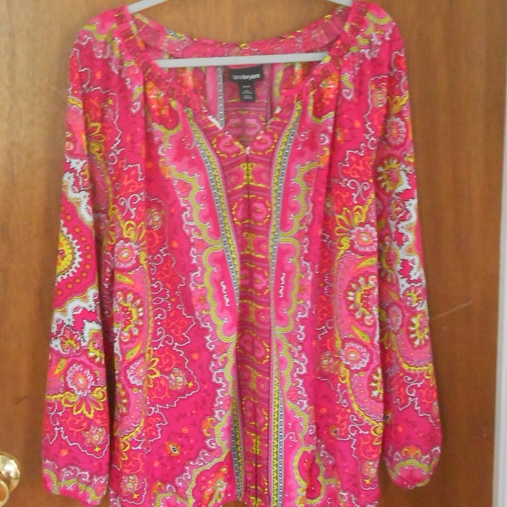 Lane Bryant Peasant Top Pink Magenta 14/16 W